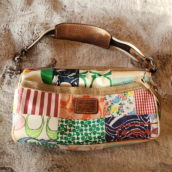 coach leather patchwork one shoulder bag